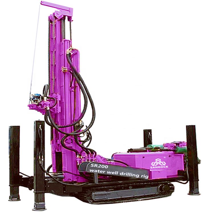 200meters depth crawler DTH water well drilling rig with air compressor and mud pump