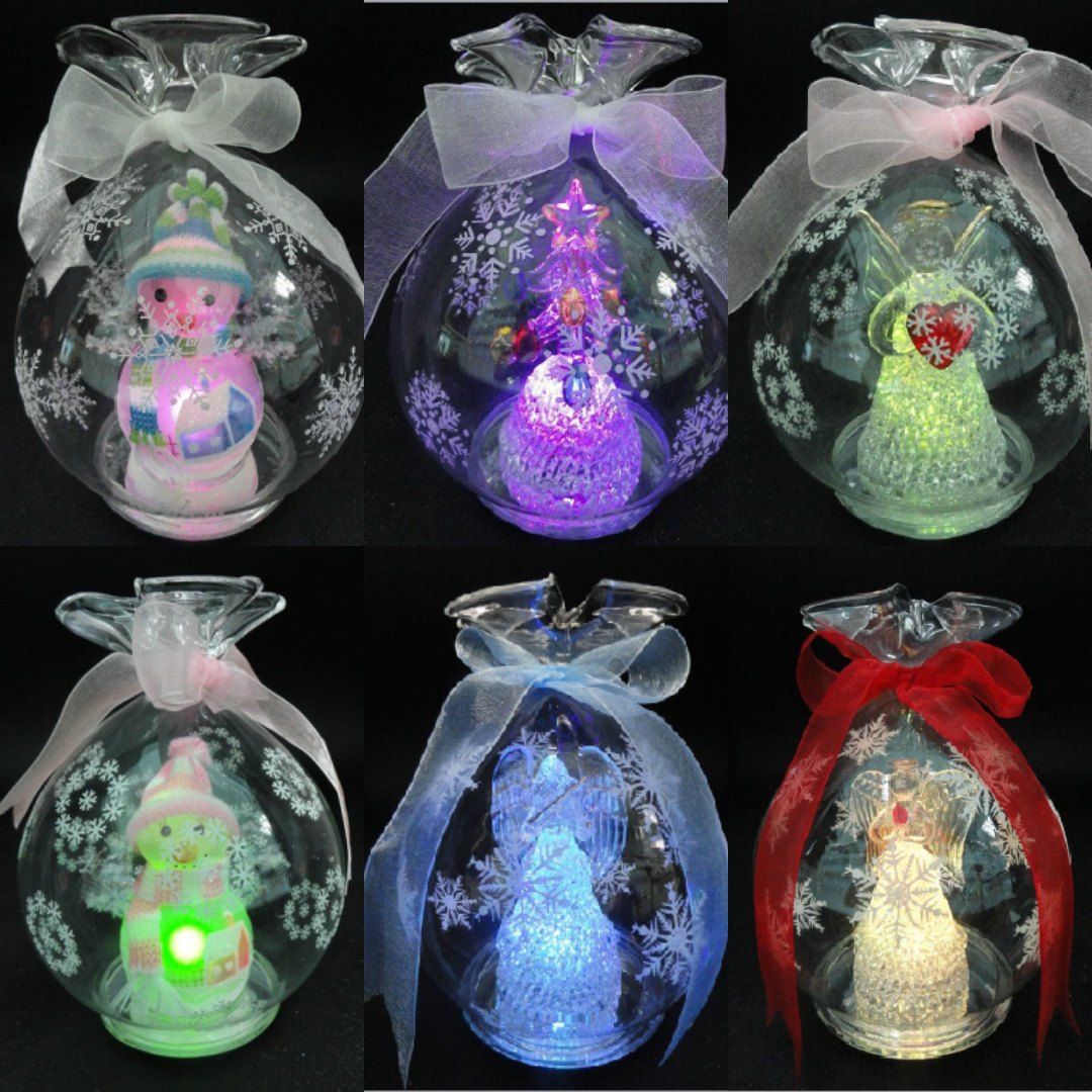 Candy-Shaped Glass LED Ball | Holiday Hanging Gift Decor
