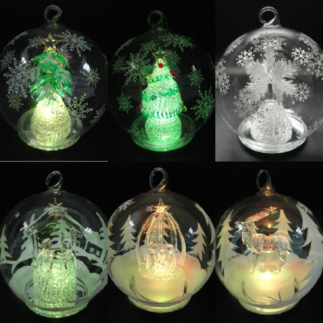 Christmas Glass Ball LED Light | Tree Hanging Bauble | Wholesale Hand Blown Glass Ornament