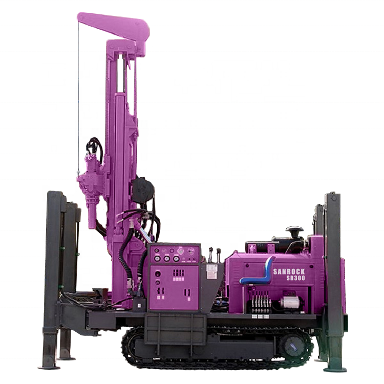 300meters depth crawler DTH water well drilling rig with air compressor and mud pump
