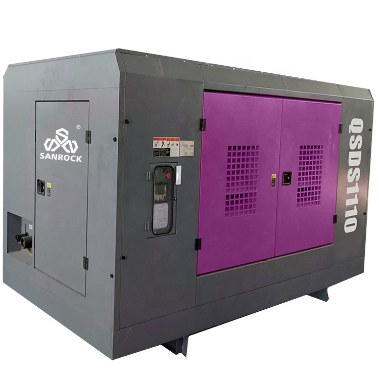 Electric engine portable screw air compressor for water well drilling