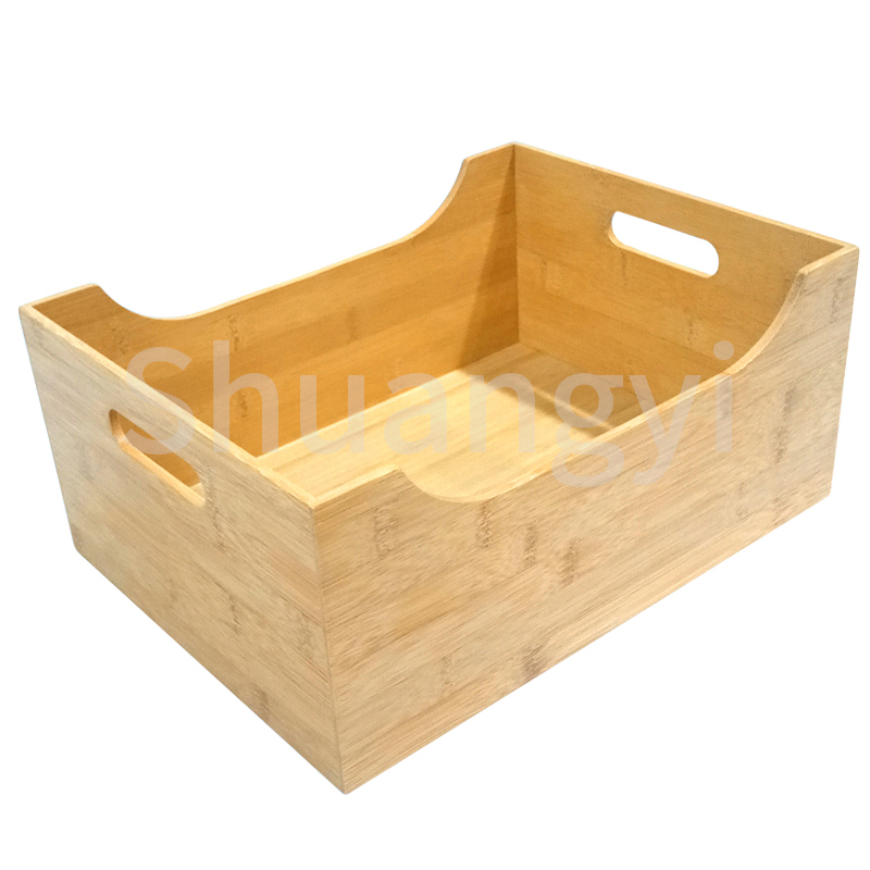 Bamboo storage box with handle