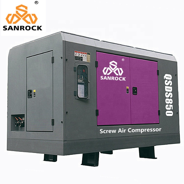 High pressure 360 psi 25 bar 30 bar diesel engine screw air compressor with wheels