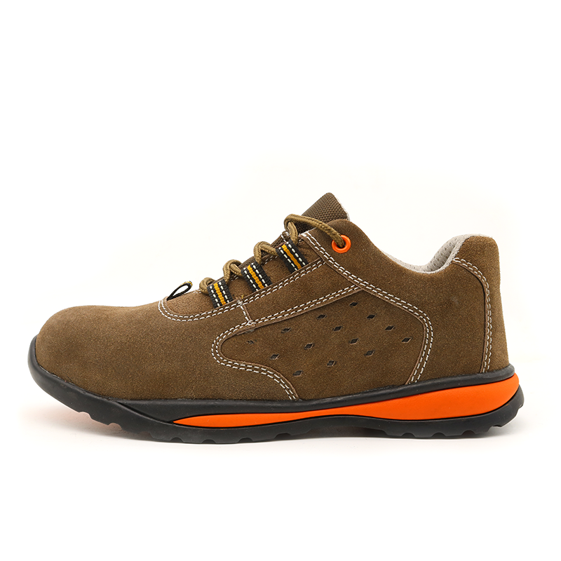 Non-slip rubber outsole steel toe protection suede leather unisex safety sport shoes