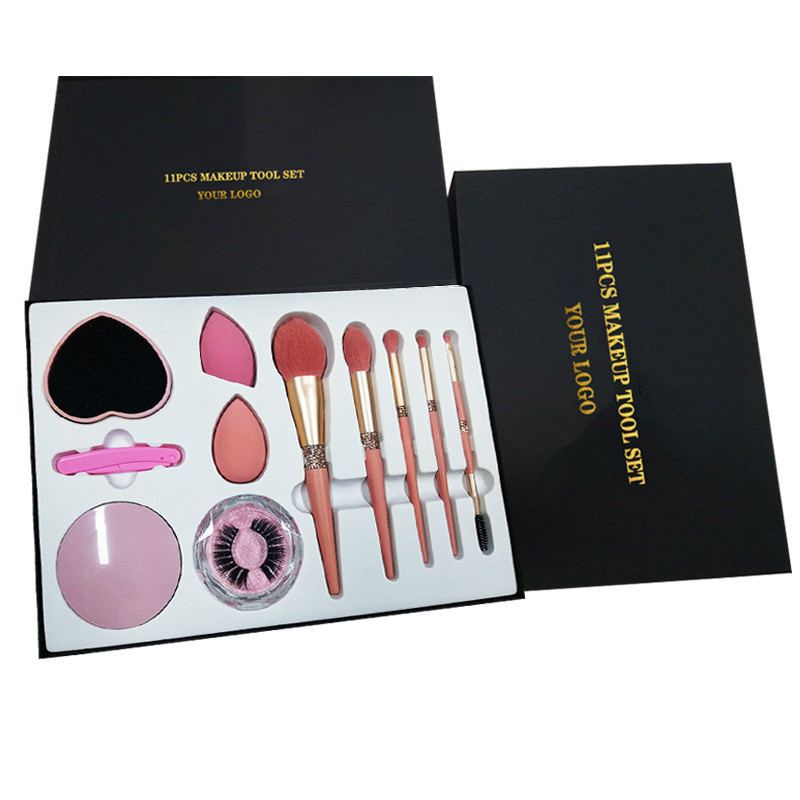 BEAU FLY 11 Pcs Makeup Brushes Kit Make Up Brush Sponge Eyelash Kit Makeup Brush Mirror Set
