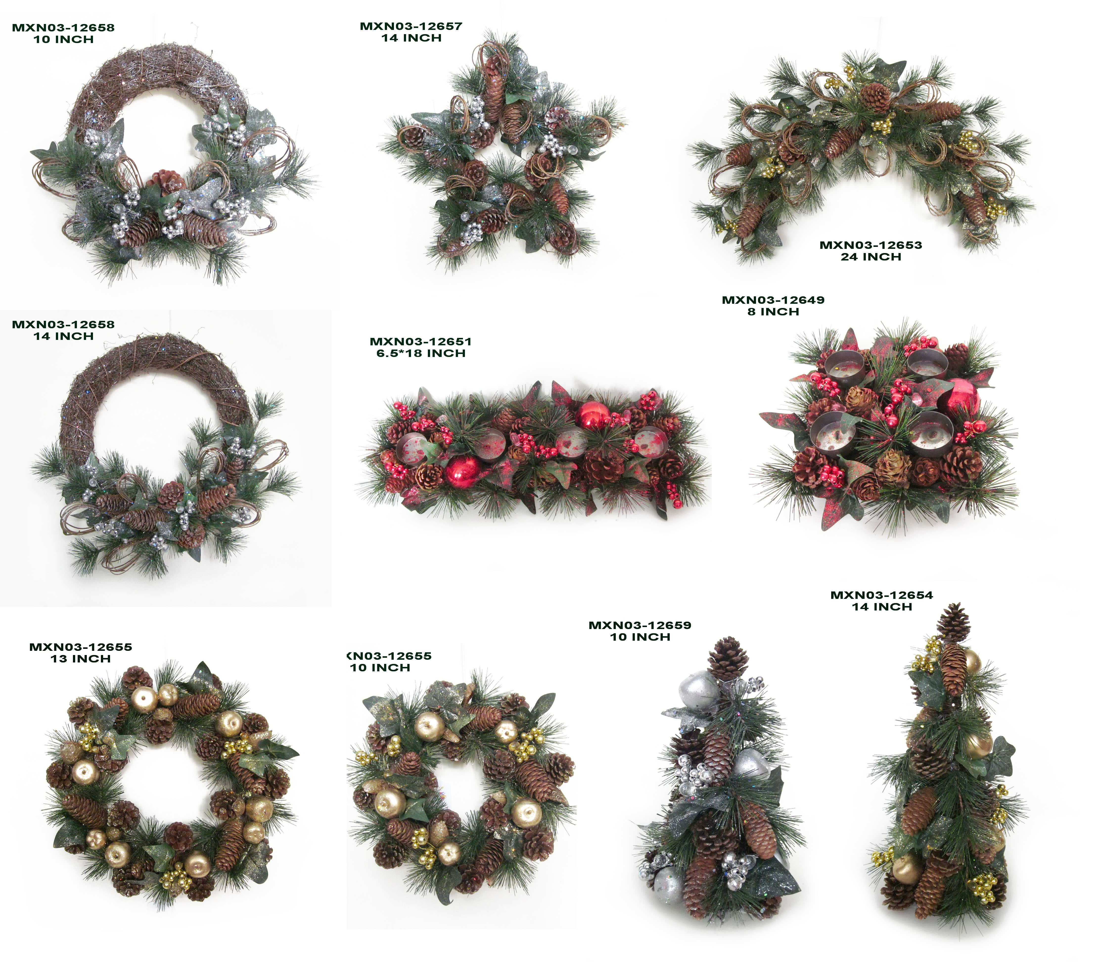Christmas wreath /star/conetree/candle holder