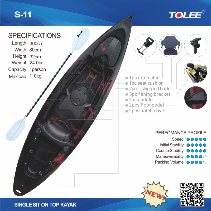 KAYAK TOLEE plastic kayak NO inflatable Pedal Drive kayak With aluminum seat for fishing 12.8ft ship
