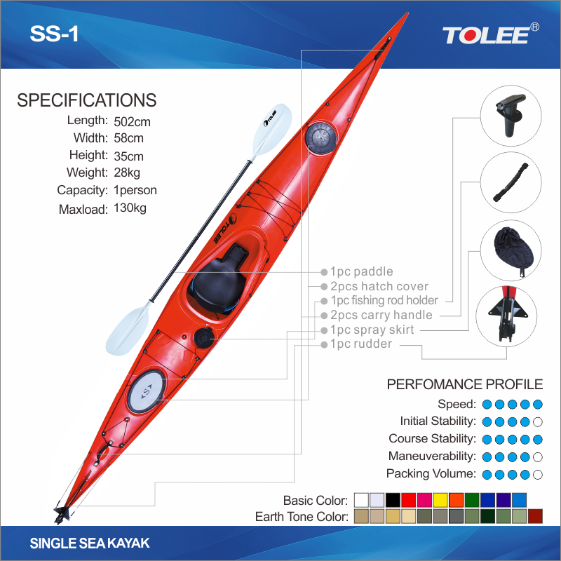kayak TOLEE factory ocean sea kayak Single Sea kayak SS-1