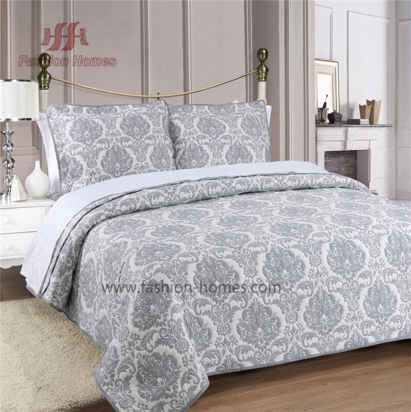 Damask Pattern Jacquard Quilt 3PCS Coverlet Set