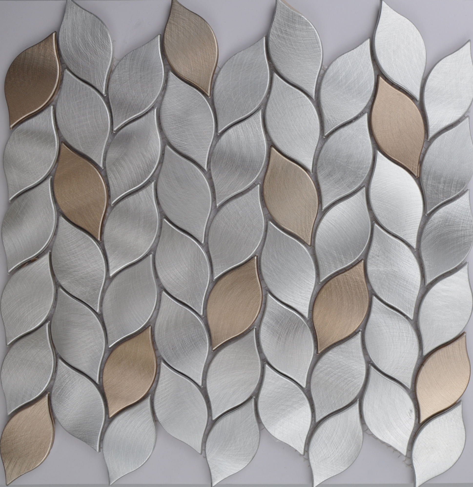 Chinese Factory Kitchen Splashback Leaf Shape Marble Mix Aluminum Mosaic Tile