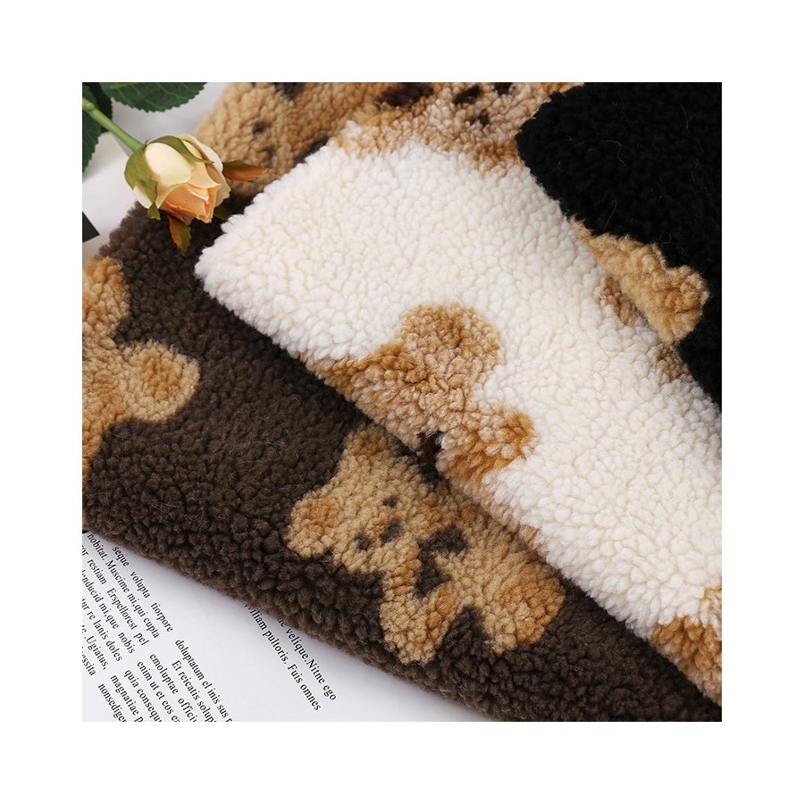 Down jacquard flannel coat blanket Home spun fabric Bear jacquard short plush