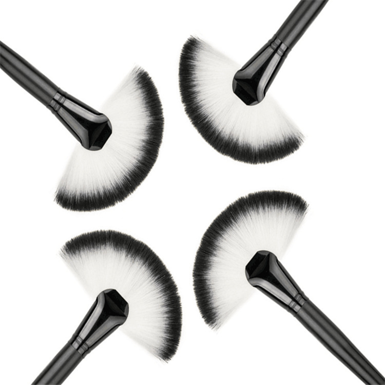 Single large fan-shaped blush brush Foundation brush black white double hair makeup brush