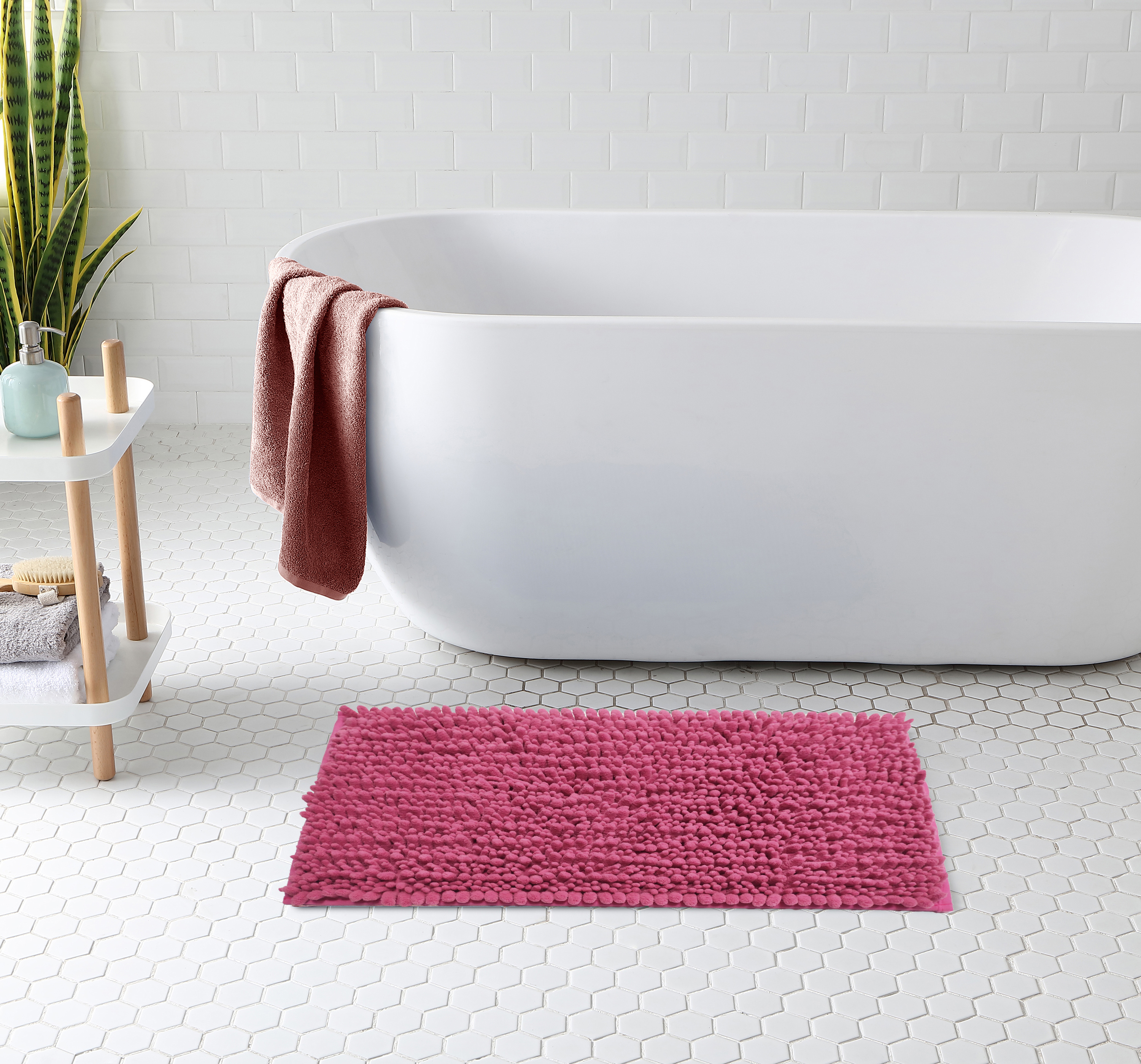 High absorbent chenille mats solid color