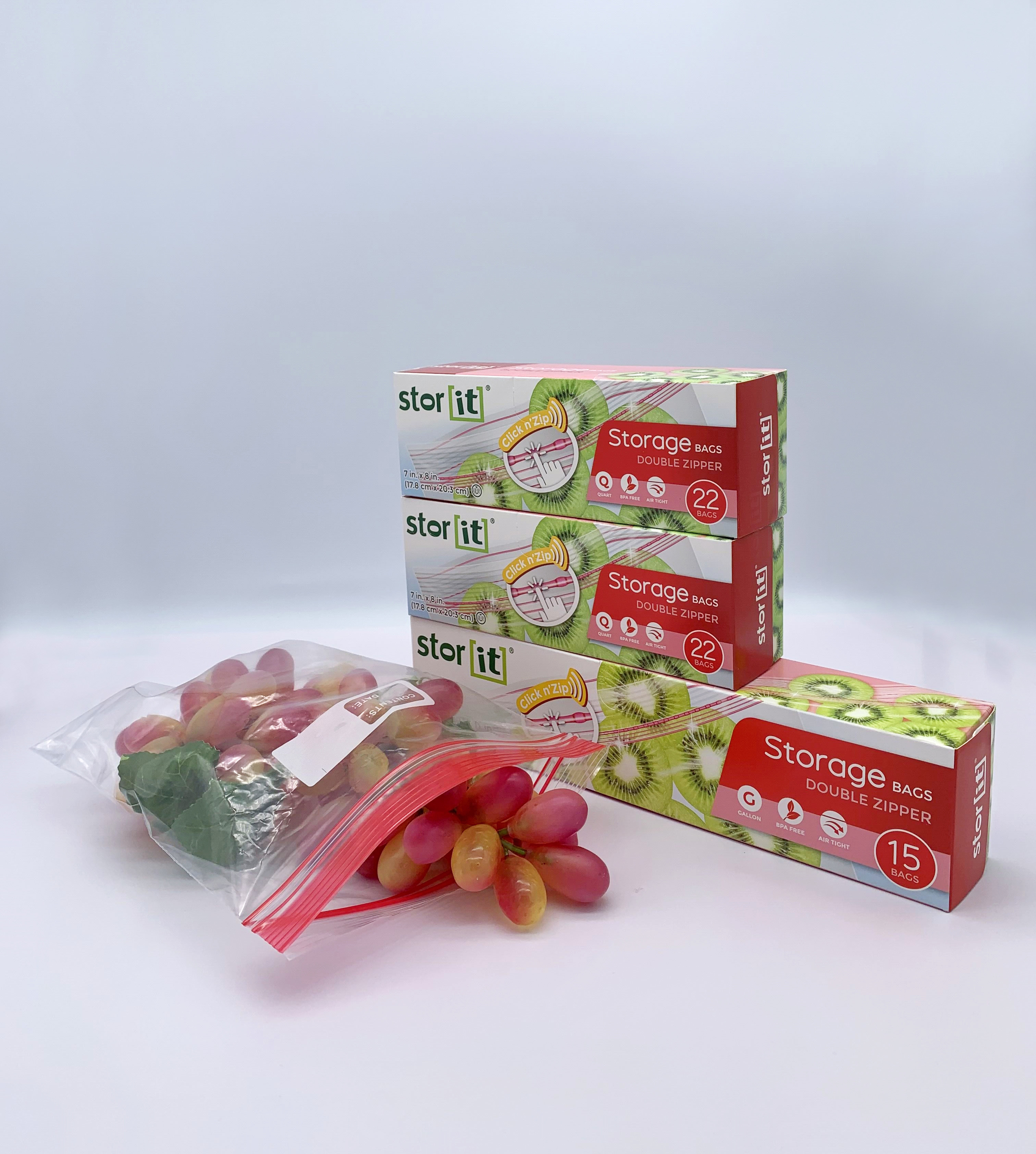 Double Zipper Storage Bag with Click