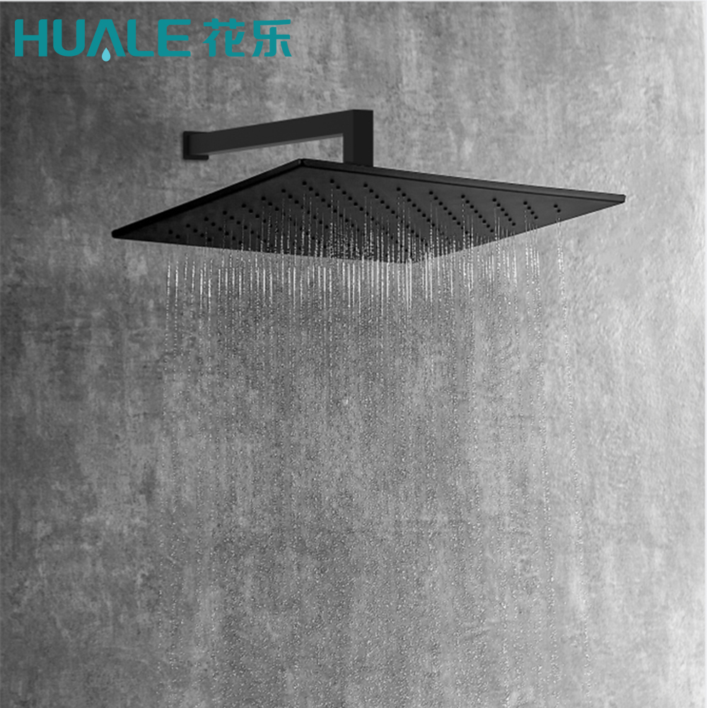16 inch square black single function stainless steel 304 rainfall shower head