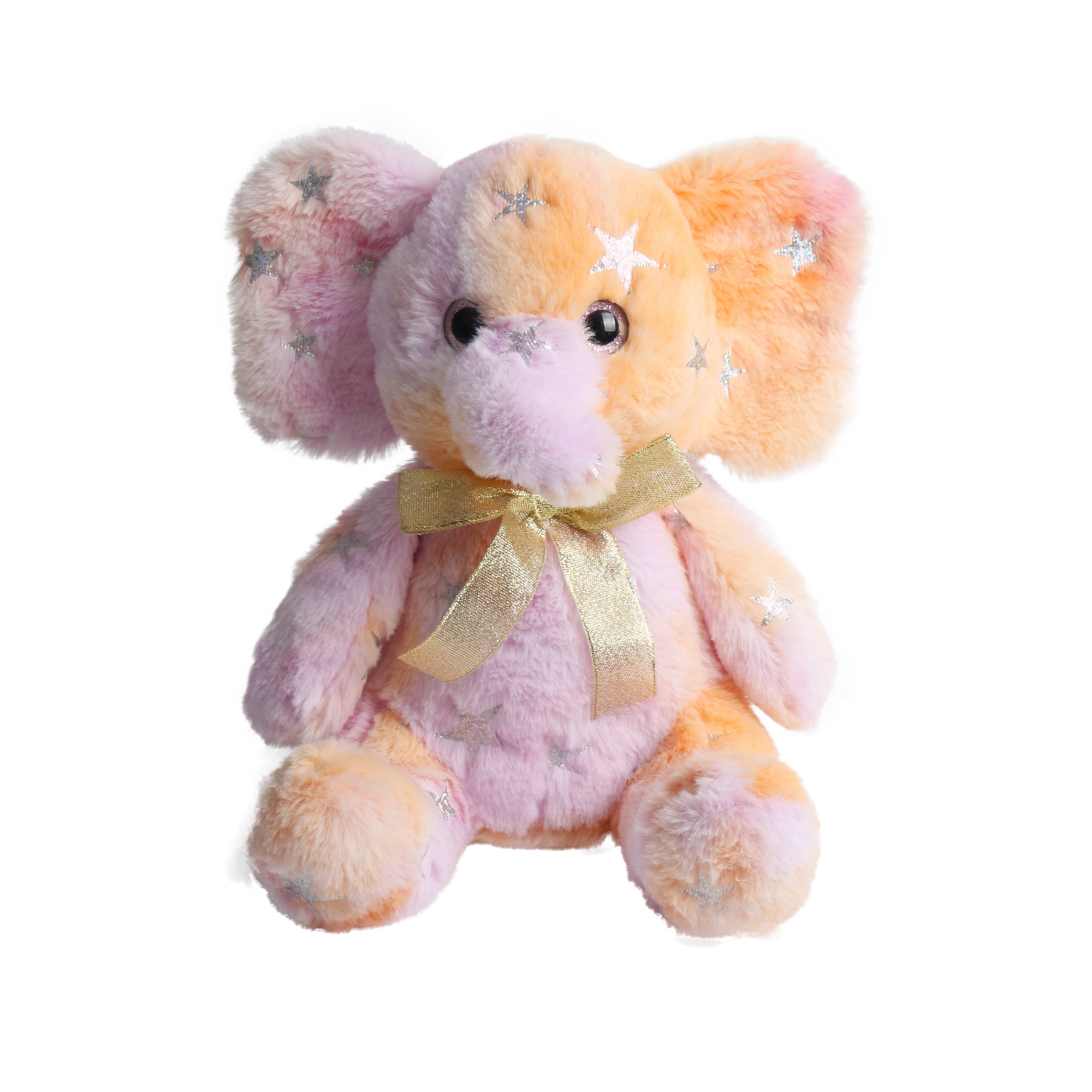 Tie-dyed multi-colour twinkle eyes stuffed animals plush elepant