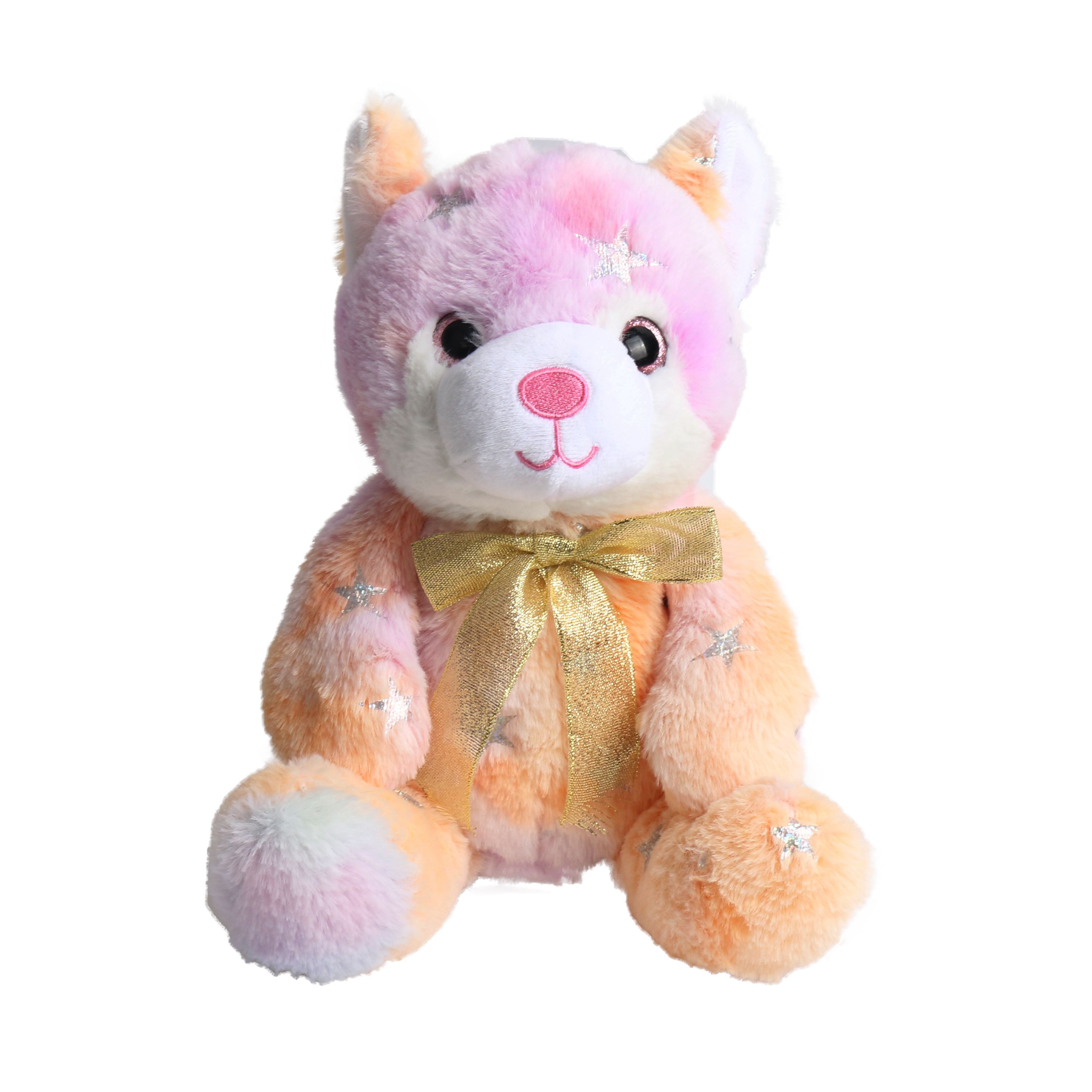 Tie-dyed multi-colour twinkle eyes stuffed animals plush wolf