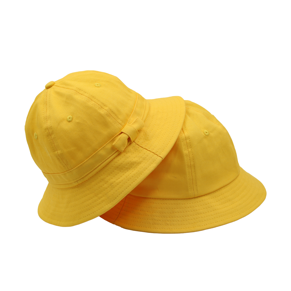 Blank cotton yellow children school traffic safety bucket hat kids round bucket hats summer sun hat