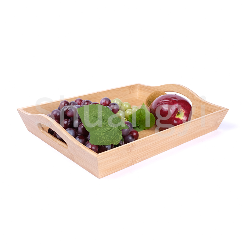 Bamboo serving tray with handle
