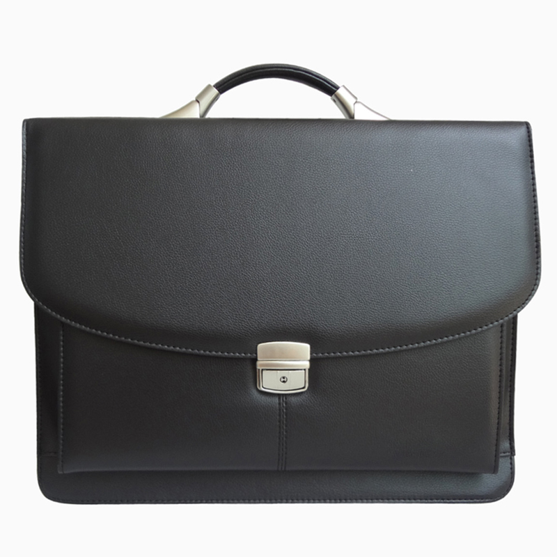 Soft laptop briefcase bag for office men Flap lock men PU leather handbag for laptop or document