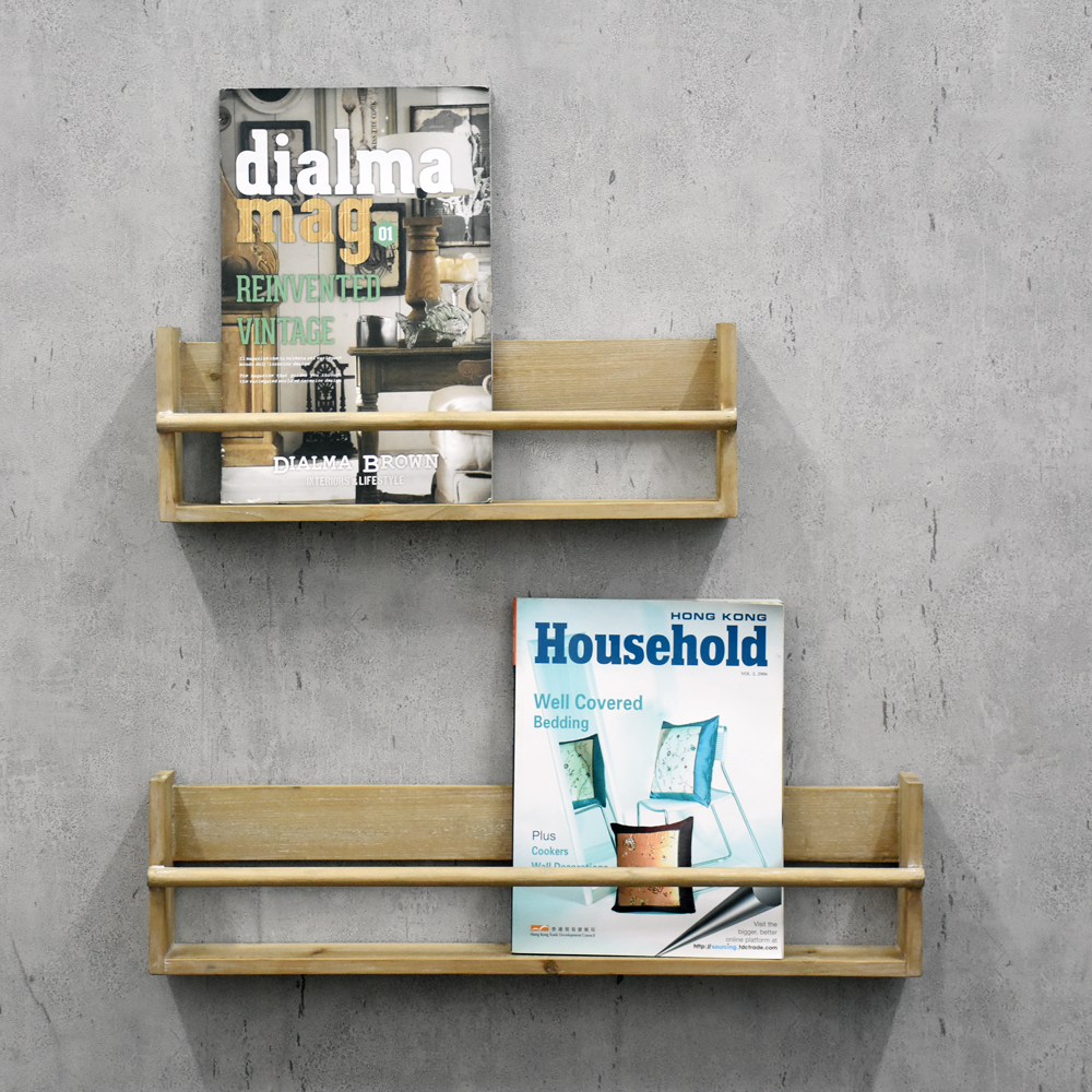 Hot Sale Set of 2 Nursery Shelves Wood Floating Wall Book Shelf for Kids