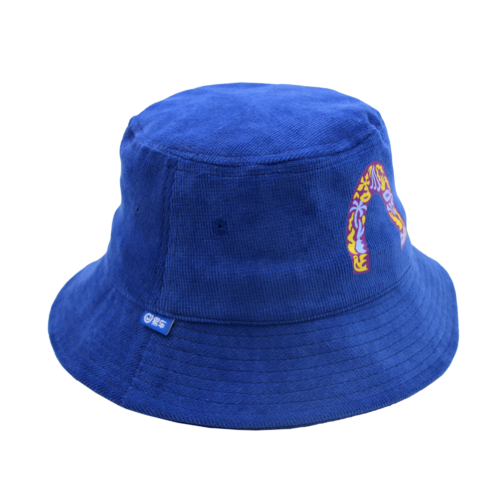 high quality colorfull printing blue fashional bucket hat
