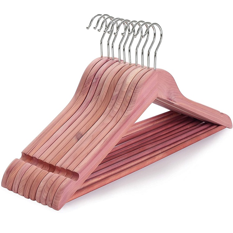 Cedar wood clothes hanger no lacquer insect proof multi-functional rack with fragrance