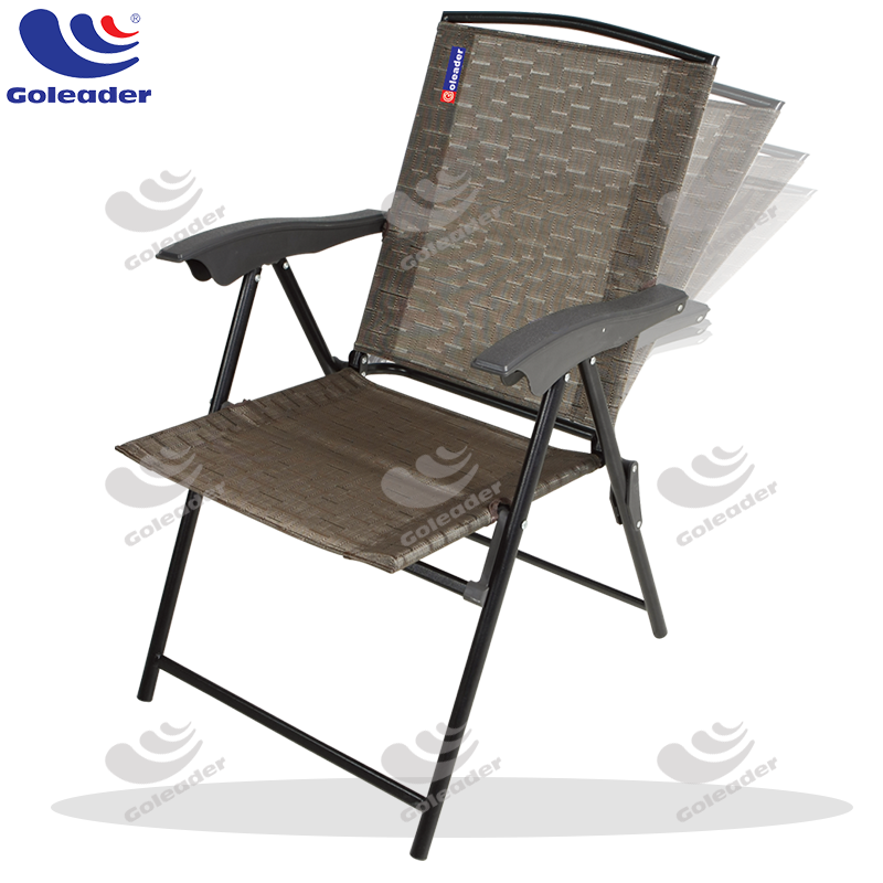 Outdoor Patio Folding Chairs, Adjustable Steel Camping Chairs, Garden, Pool, Backyard, Coffee