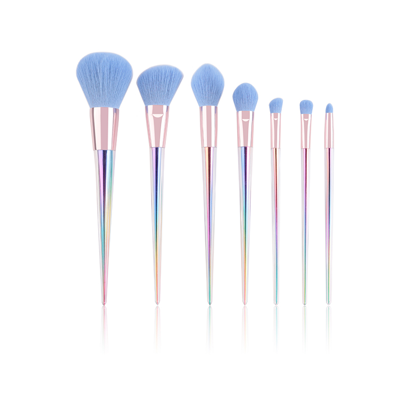 7-Pieces Plastic Makeup Brushes Set With Blue Color Hair Tips