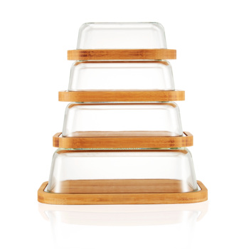bamboo butter dish with glass lid