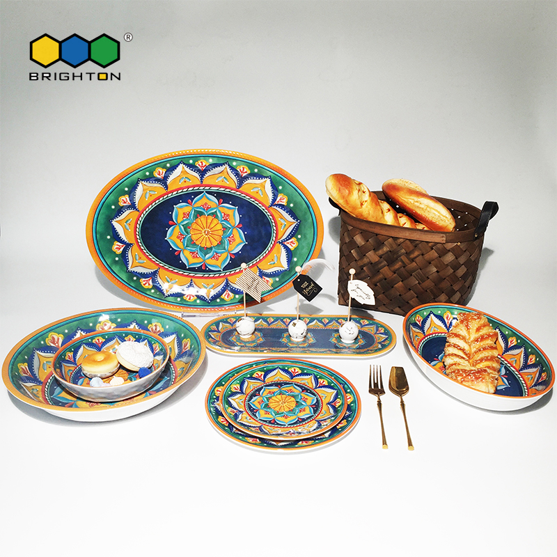 Brighton Melamine Unbreakable Dinnerware(Lotus Flower Collection) Dishwasher Safe Dinner Plate