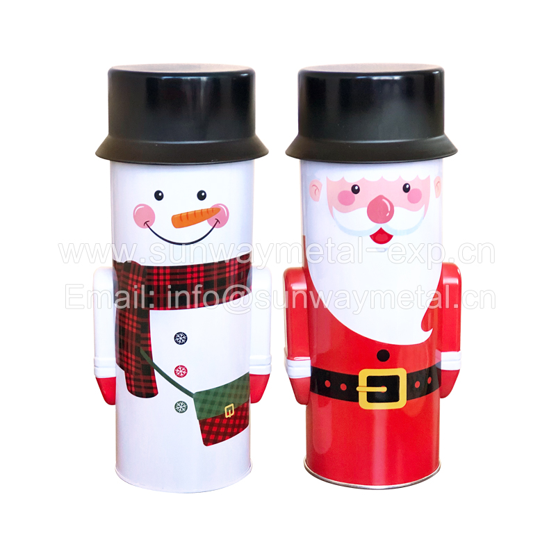 Santa shape box santa and snowman christmas tin box Promotional gifts Food Packaging