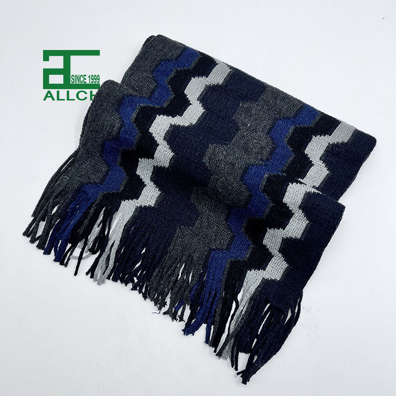 ALMS017 Men's Scarf Cashmere Feel Male ScarvesWinter Warm Luxurious Striped Long Thick Neckerchief