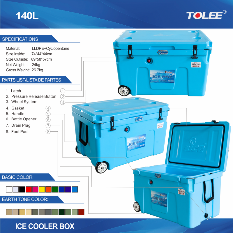 ICE FISHING COOLER BOX TOLEE Plastic Insulated Ice Cooler Fishing box Beer Can Drinking Cooler Box