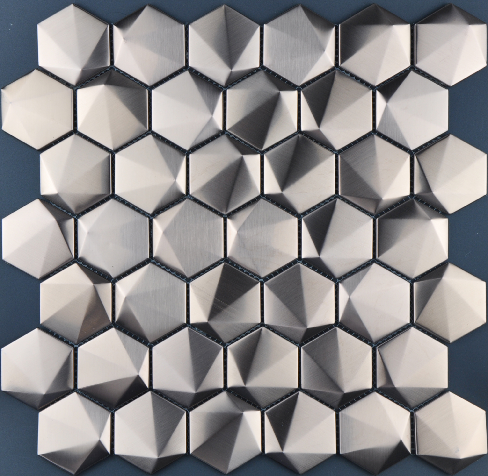 Luxury Shinny Hexagon Black Stainless Steel Mosaic Glossy Metal Mosaic Panel for Wall Decoration