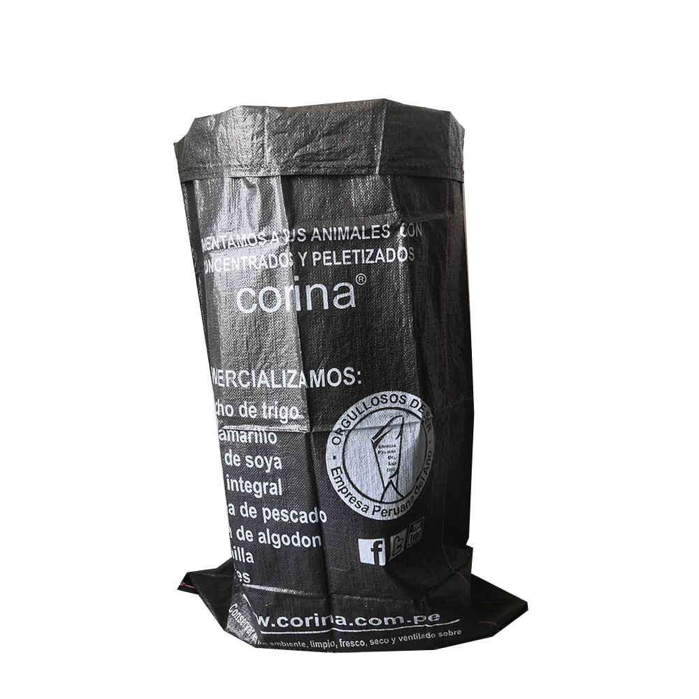 Black pp woven bag with printing exported to Peru