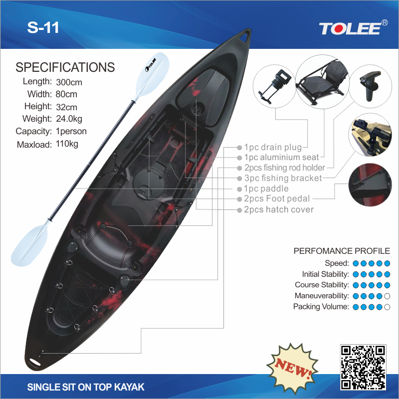 single sit on sea kayak pedal footrest fishing rudder kayak for 1 person cheap kayak