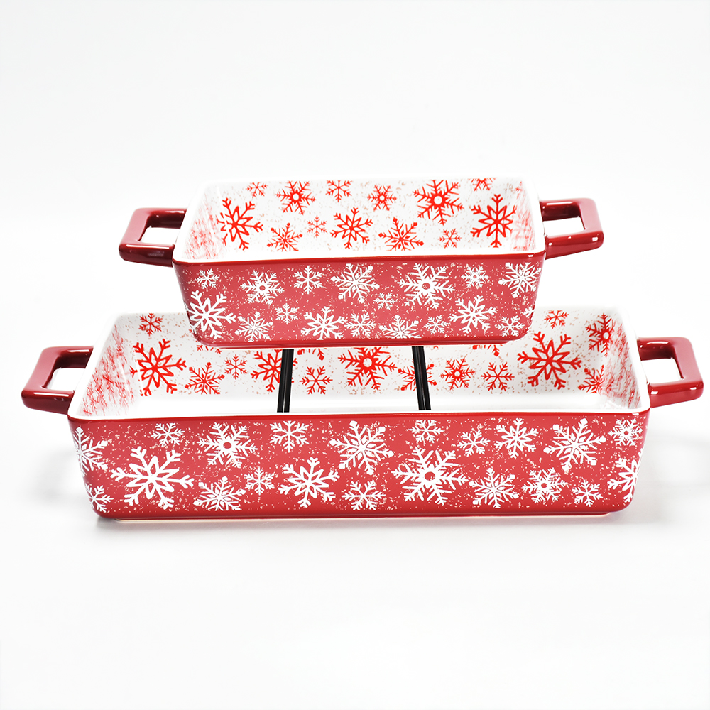 Amazons best sellers Christmas wholesale rectangle ceramic stoneware baking dish