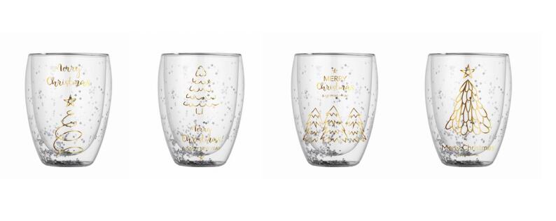 Merry Christmas hot gold paper Christmas tree golden glitter powder Double Egg Cup