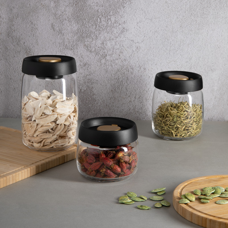 Vaccum fresh container Colorful PET vacuum food storage containers 800ML airtight sealing canister
