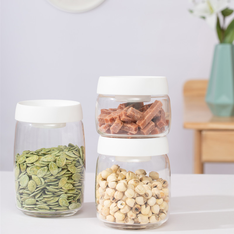 Vaccum fresh container Colorful PET vacuum food storage containers 800ML airtight sealing canister
