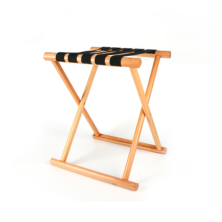 Deluxe Hotel Supplies Beech Wood Folding Luggage Racks With 5 Straps