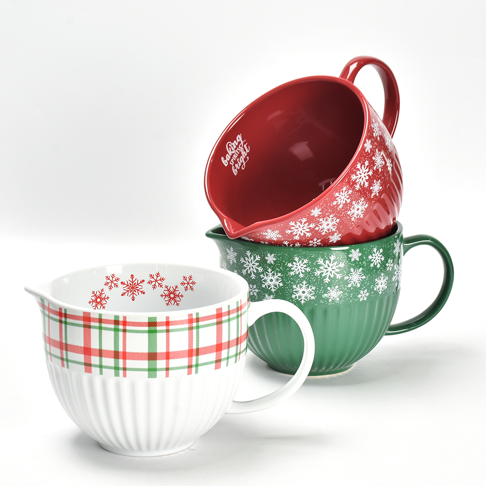 Christmas Hot Selling Colorful Custom Measuring Ceramic Cup Set With Handle