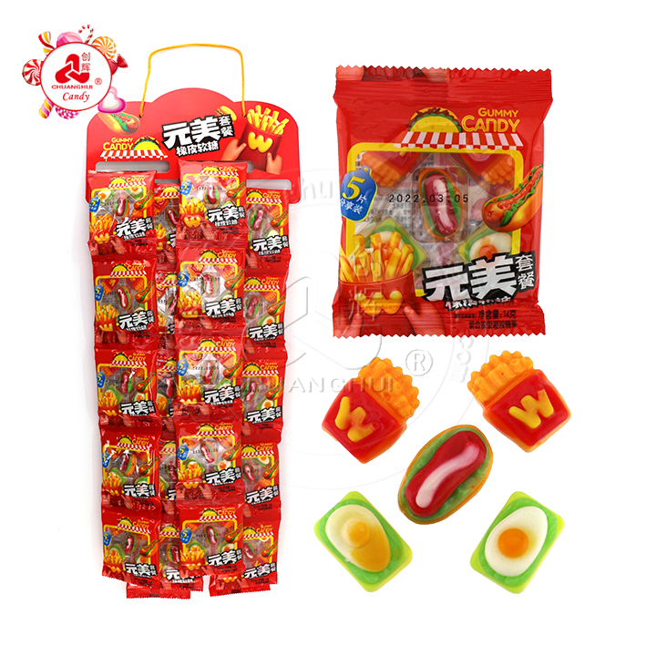 5 in 1 Fast food shape fruit flavored soft gummy candy