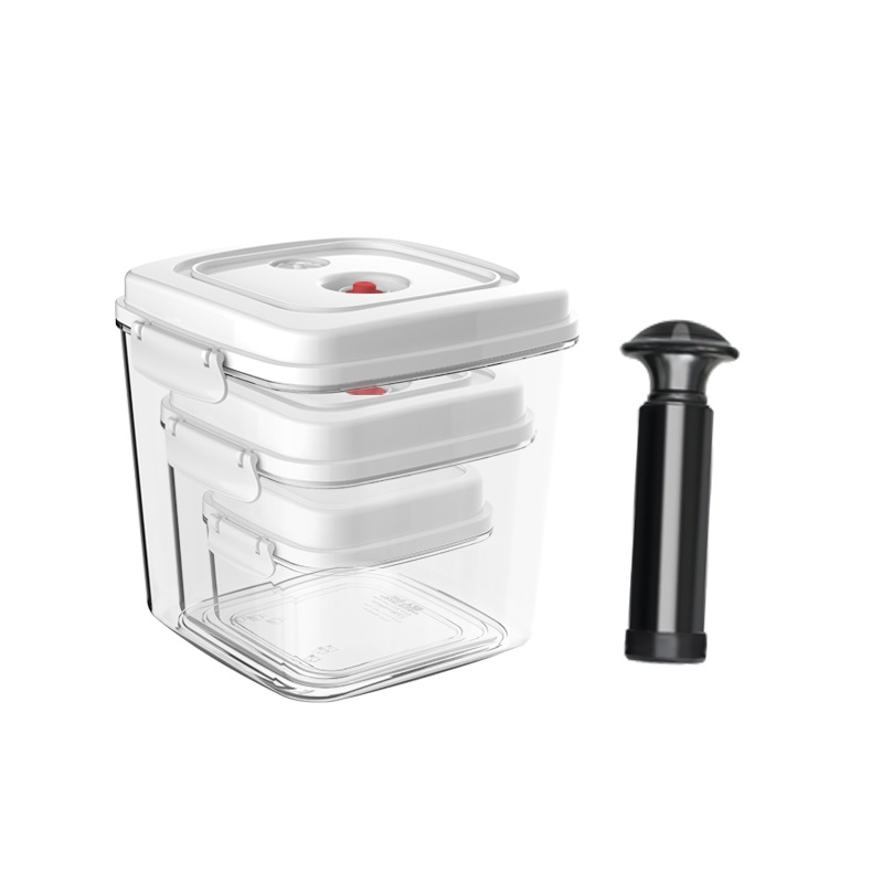 0.5L,1.4L, 3L AS Square nestable vacuum food storage container with pump