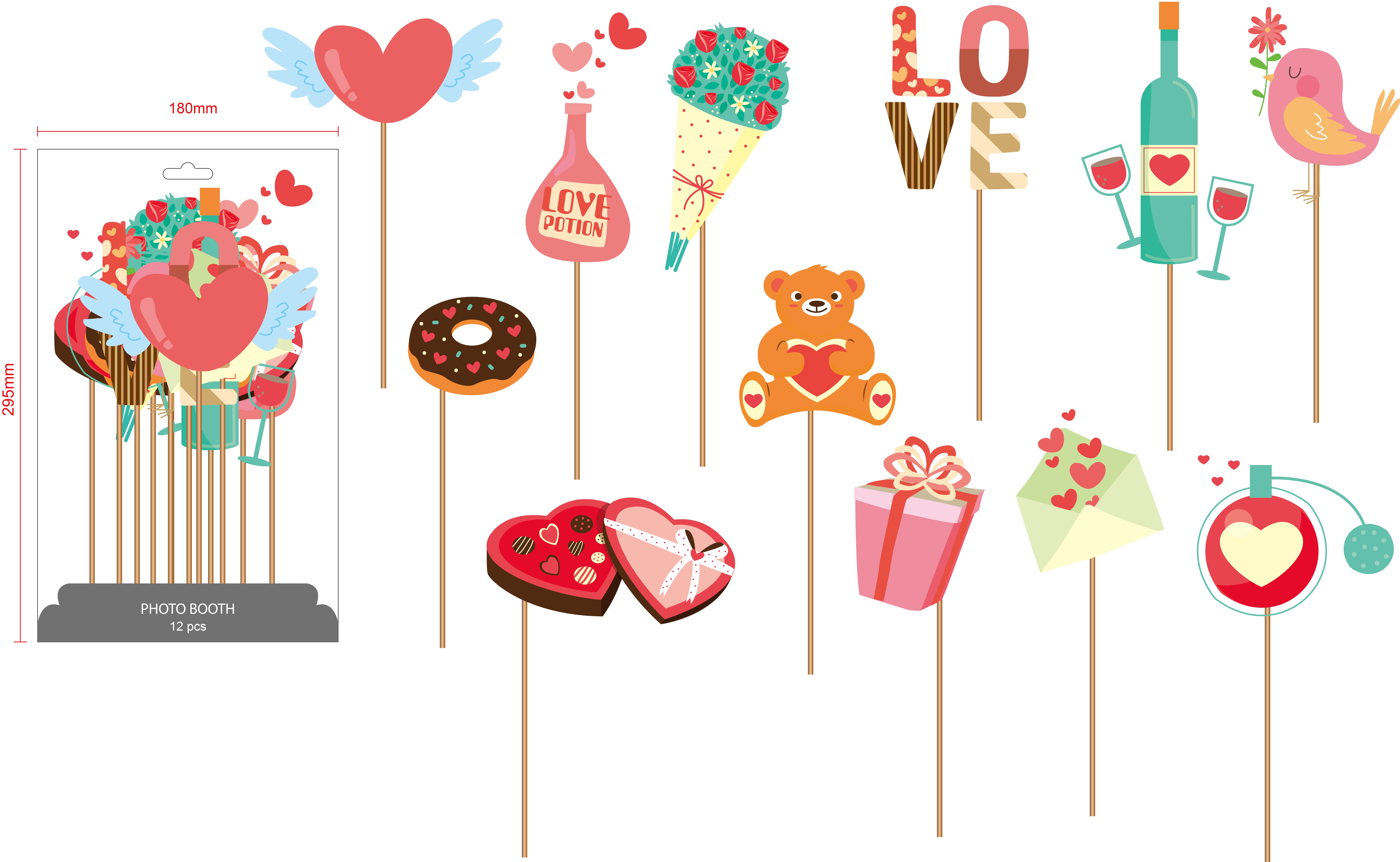 Valentine's Paper Photo Booth Props