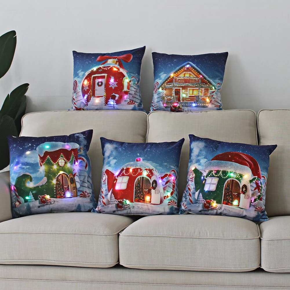 LED Printed cushion cover pillowcase, xmas cushion cover