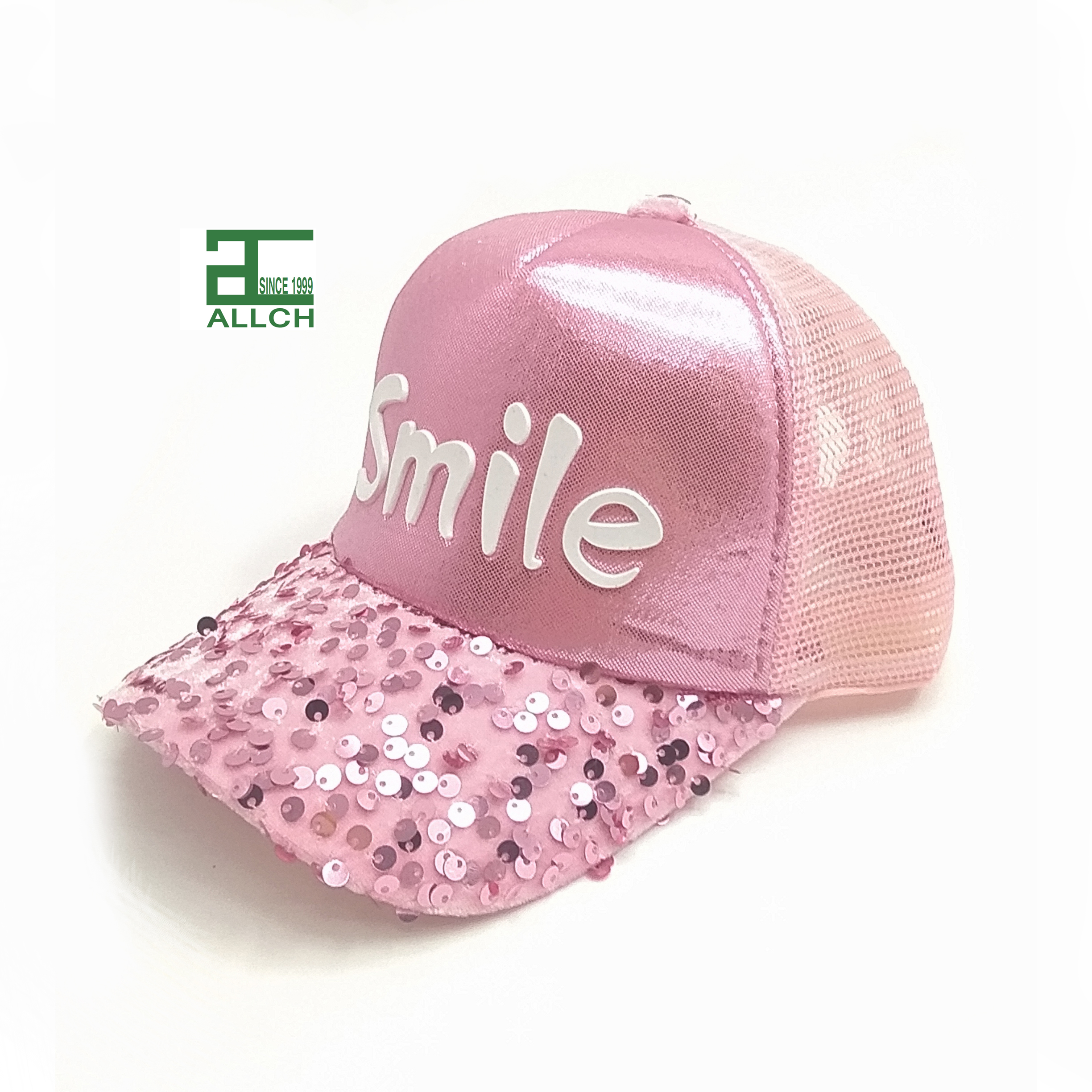 AL000924 ALLCH Children Cute Hats Girl Pink Sequins Fashion Sunshade Breathable Mesh Cap Pink