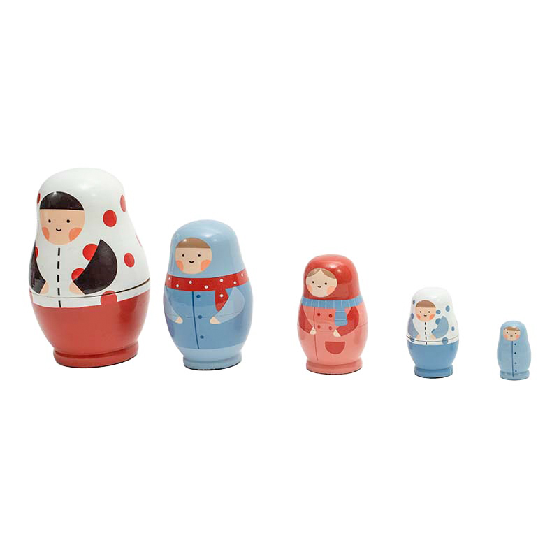 Colorful Wooden Nesting Stacking Dolls Cute Russian Matryoshka 5Pcs Nesting Doll