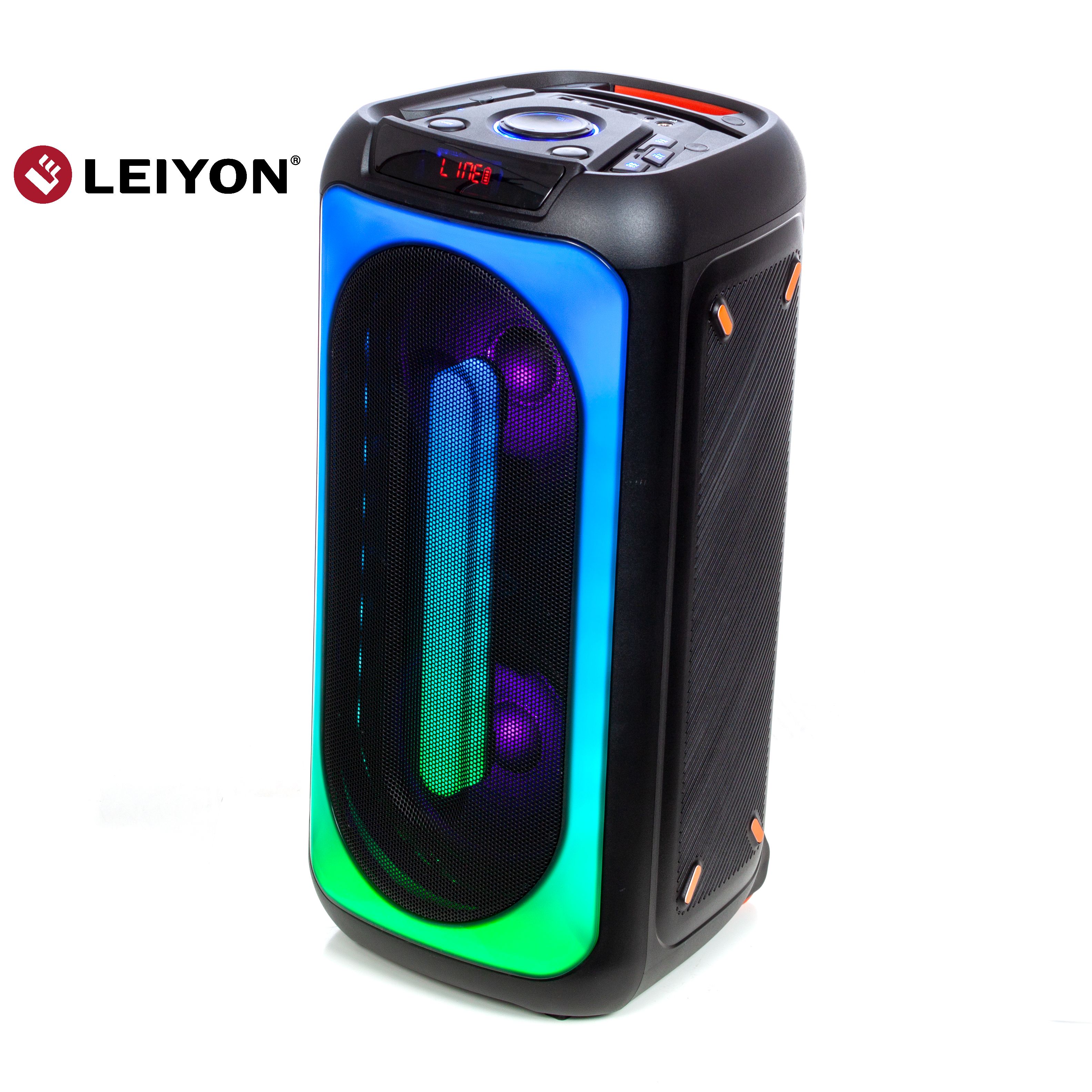30W Double 8-inch Bluetooth Speaker 08D02 Magic LED Light Portable Wireless Bluetooth PA Speaker
